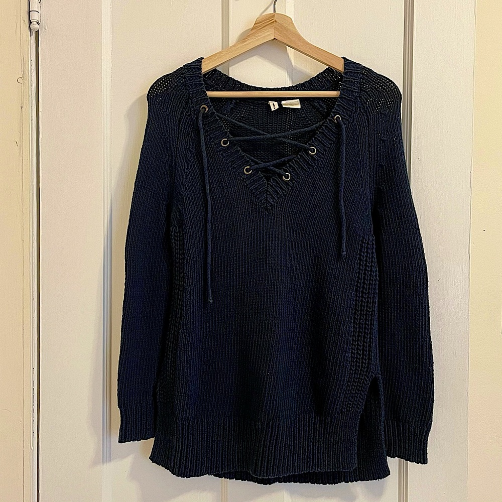 Anthropologie Lace-Up, Knit Sweater